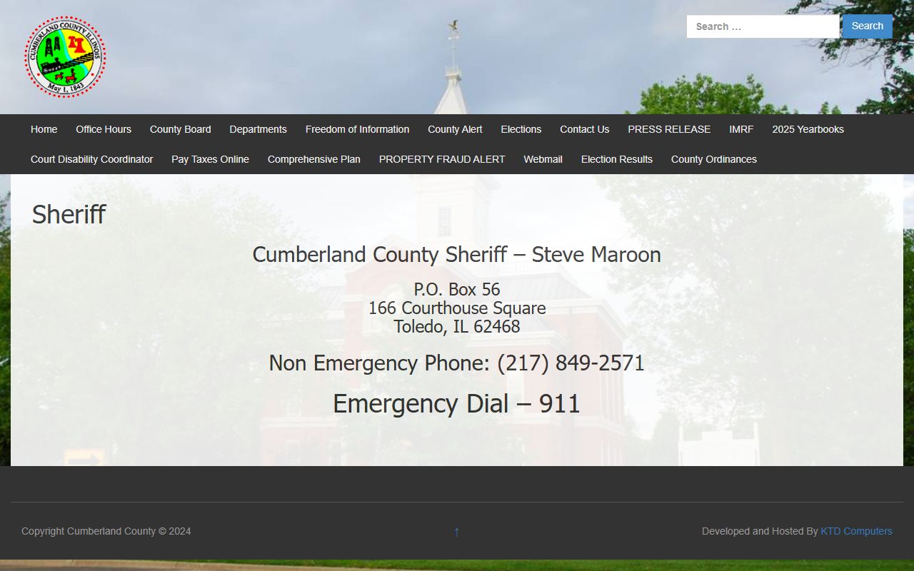 Cumberland County sheriff page for inmate population contact information