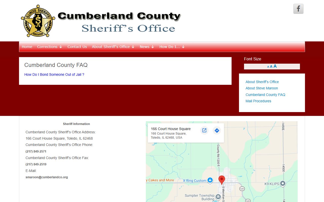 Cumberland County Jail bond and commissary FAQ for inmate money